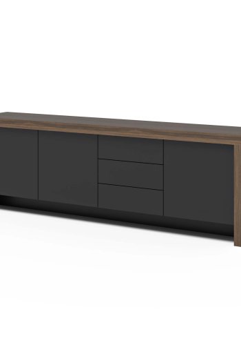 TEMAHOME Kobe Skjenk med 3 D�rer og 3 Skuffer - Valn�tt og Sort
