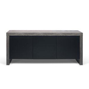 TEMAHOME Kobe Sideboard mit 3 T&uuml;ren - Beton-Optik und Schwarz, 188 cm