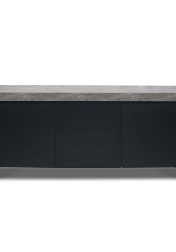 TEMAHOME Kobe Sideboard mit 3 T&uuml;ren - Beton-Optik und Schwarz, 188 cm