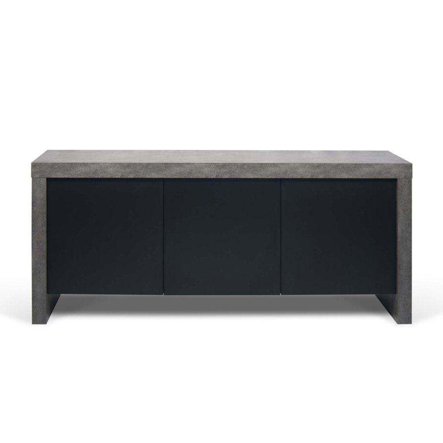TEMAHOME Kobe Sideboard mit 3 T&uuml;ren - Beton-Optik und Schwarz, 188 cm