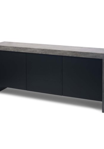 TEMAHOME Kobe Sideboard mit 3 T&uuml;ren - Beton-Optik und Schwarz, 188 cm