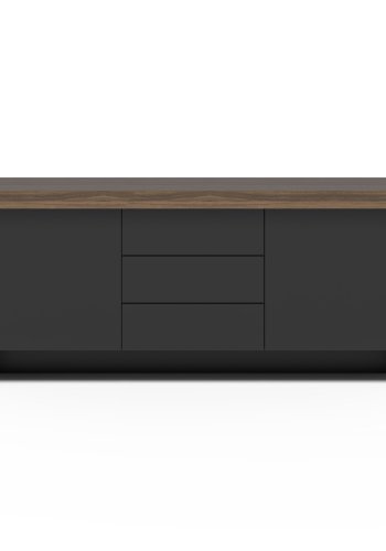 TEMAHOME Kobe Sk&auml;nk - Valn&ouml;t och Svart, 2 D&ouml;rrar och 3 L�dor, 188 cm