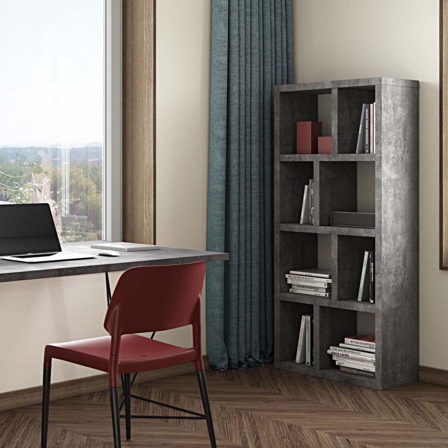 TEMAHOME Berlin Bokhylla - Gr� betonglook - 70x159x34 cm