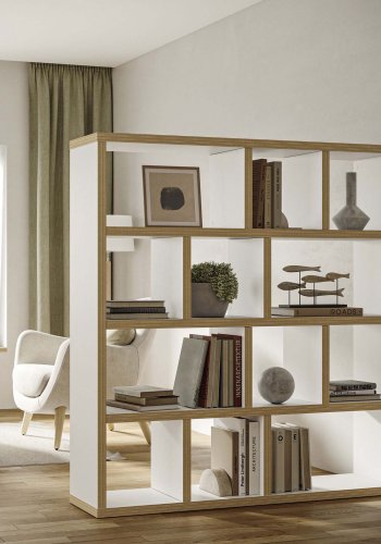 TEMAHOME Berlin Bokhylla 150 4L - Vit/Natur - 150x159 cm