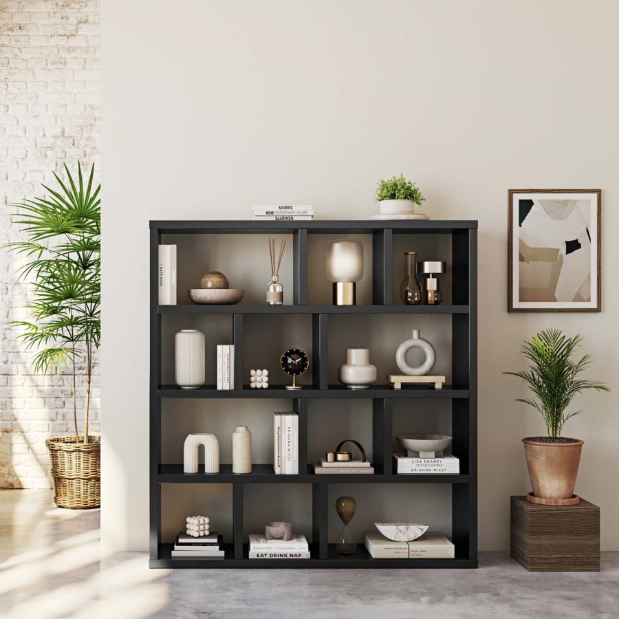 TEMAHOME Berlin Bokhylla 150 4L - Svart, 150 x 159 cm