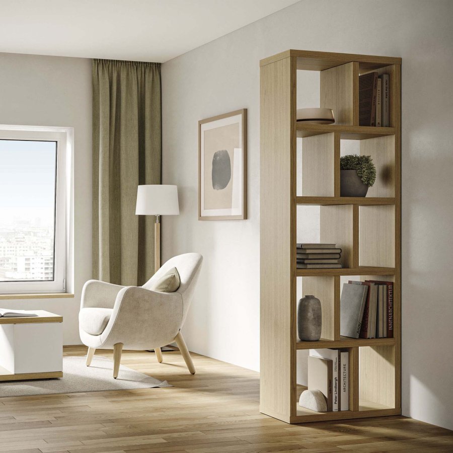 TEMAHOME Berlin Bokhylla 70 5L - Natur, ekfaner, 198x70x34 cm