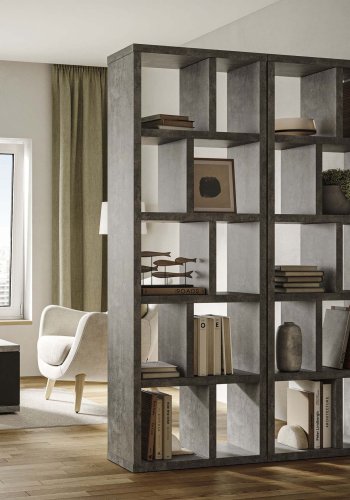 TEMAHOME Berlin Bokhylla 70 5L - Gr� betonglook, 70x198 cm