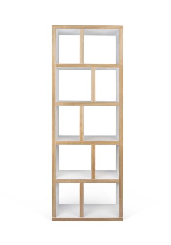 TEMAHOME Berlin Bokhylla - Vit/Natur, 5 hyllor, 70x198 cm