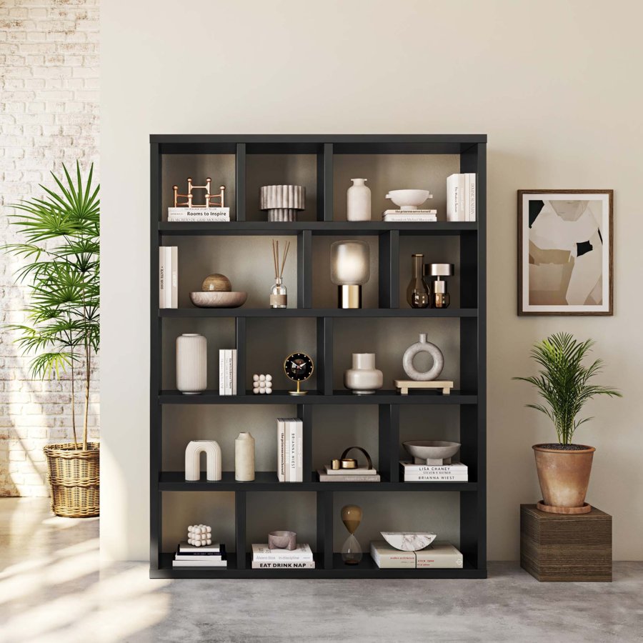 TEMAHOME Berlin Bokhylla - Svart - 150x198x34 cm