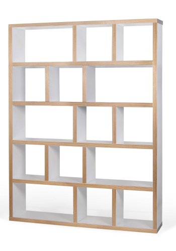 TEMAHOME Berlin Bokhylla - Vit/Natur, 5 hyllor, 150x198 cm