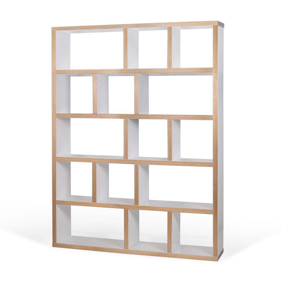 TEMAHOME Berlin Bokhylla - Vit/Natur, 5 hyllor, 150x198 cm