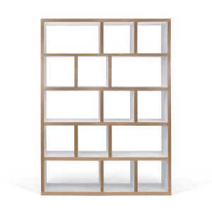 TEMAHOME Berlin Bokhylla - Vit/Natur, 5 hyllor, 150x198 cm