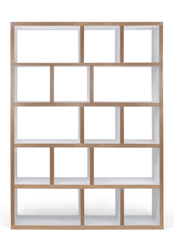 TEMAHOME Berlin Bokhylla - Vit/Natur, 5 hyllor, 150x198 cm