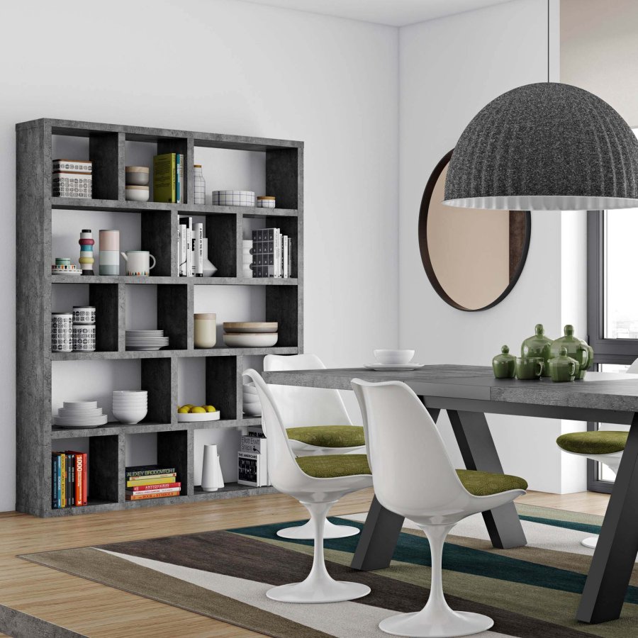 TEMAHOME Berlin Bokhylla 150 5L - Gr� betonglook - 150x198 cm