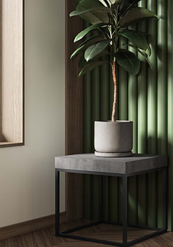 TEMAHOME Petra Sofabord - Beton-look og sort metal - 55x55 cm