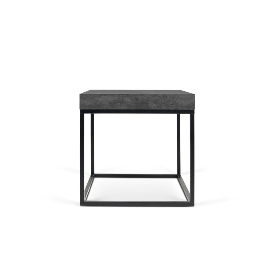 TEMAHOME Petra Sofabord - Beton-look og sort metal - 55x55 cm