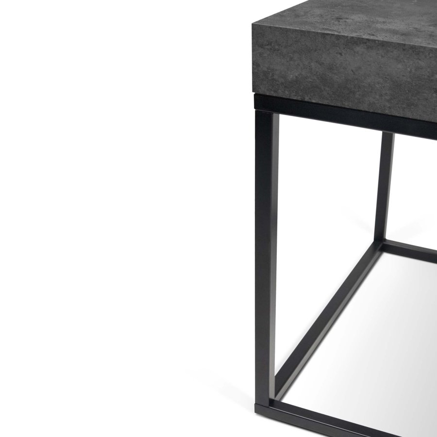 TEMAHOME Petra Sofabord - Beton-look og sort metal - 55x55 cm