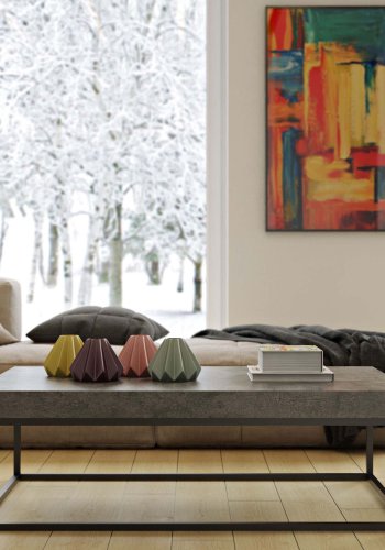 TEMAHOME Petra Sofabord - Gr� betonfinish og sort metal, 120x75 cm