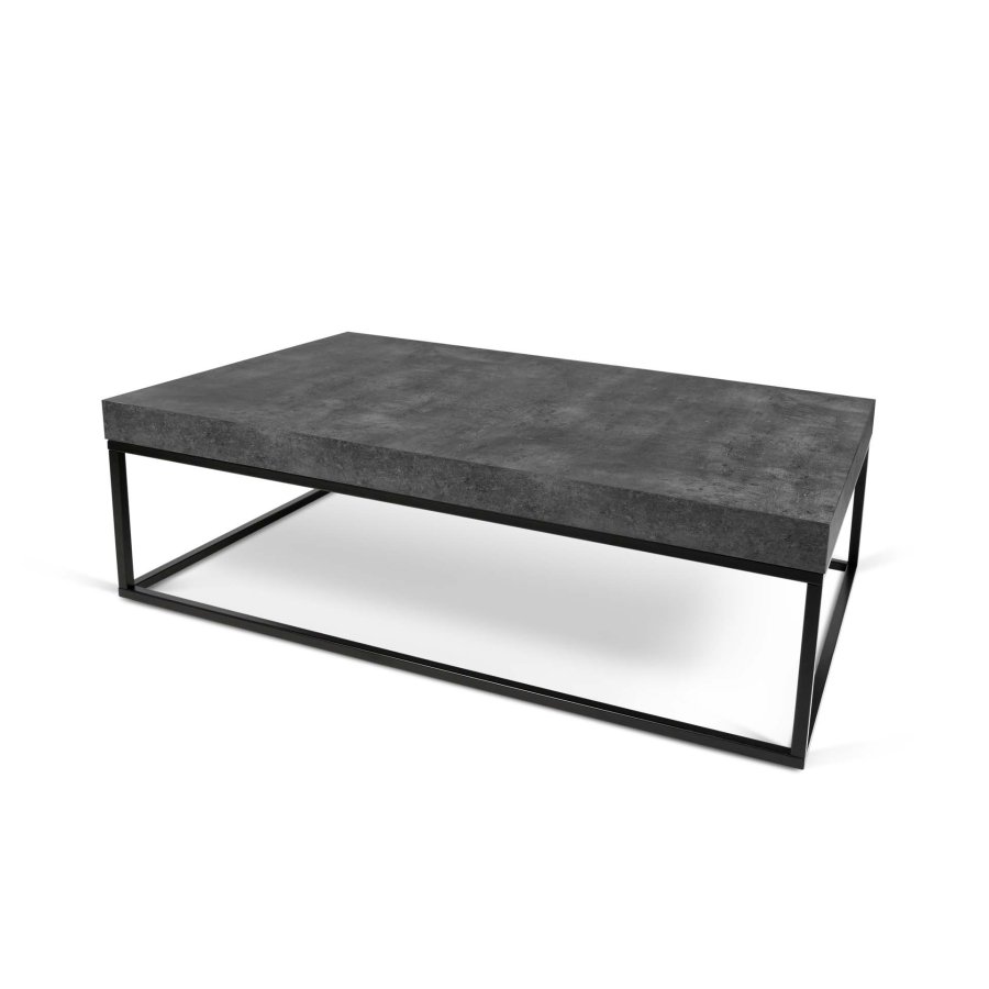 TEMAHOME Petra Sofabord - Gr� betonfinish og sort metal, 120x75 cm