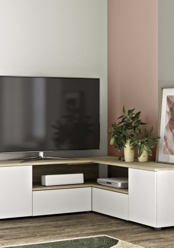 TEMAHOME Angle TV-bord - Hvid/Natur, 130 cm