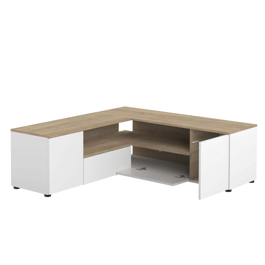 TEMAHOME Angle TV-bord - Hvid/Natur, 130 cm