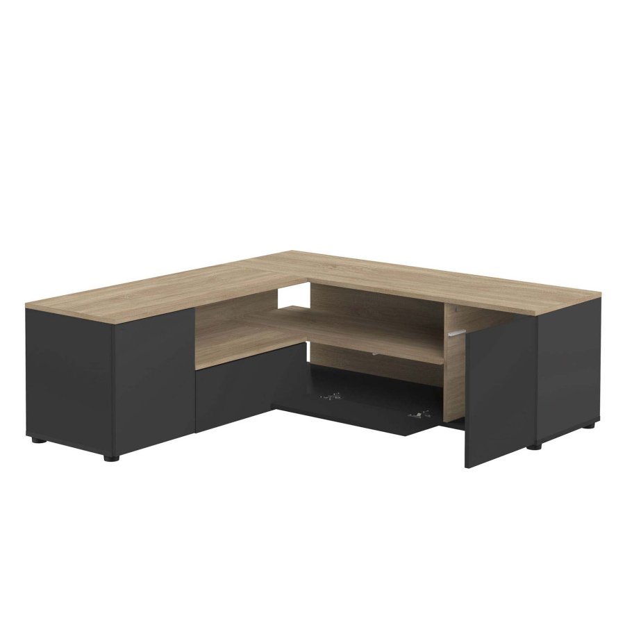TEMAHOME Angle TV-bord - Sort/Natur eg - 130 cm