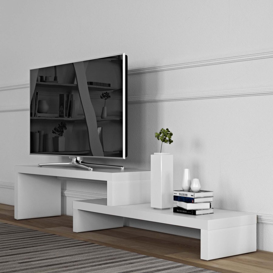 TEMAHOME Cliff TV-bord - Hvid, 125-235 cm