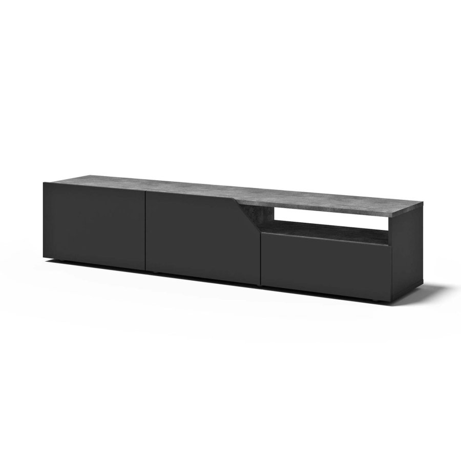 TEMAHOME Verone Tv-bord - beton-look og sort lak, 180 cm