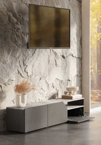 TEMAHOME Verone Tv-bord - beton-look og sort lak, 180 cm