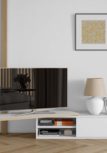 TEMAHOME Move TV-bord - Hvid/Natur, 110-203 cm