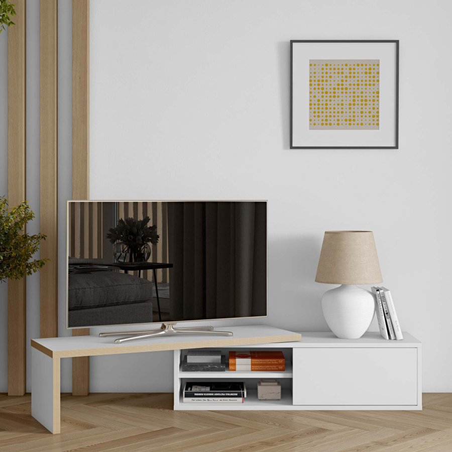 TEMAHOME Move TV-bord - Hvid/Natur, 110-203 cm