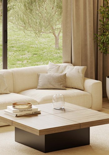 TEMAHOME Dusk Couchtisch - Walnussfurnier und schwarze Lackierung - 130x130 cm