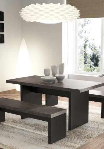 TEMAHOME Detroit Spisebord - Gr� betonlook og sort, 160x80 cm