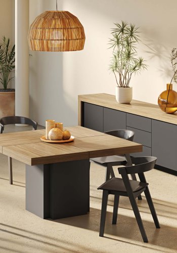 TEMAHOME Dusk Couchtisch - Walnuss/Schwarz - 150x150 cm
