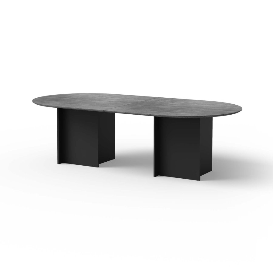 TEMAHOME Matt Spisebord - Beton/Sort, 260x130 cm