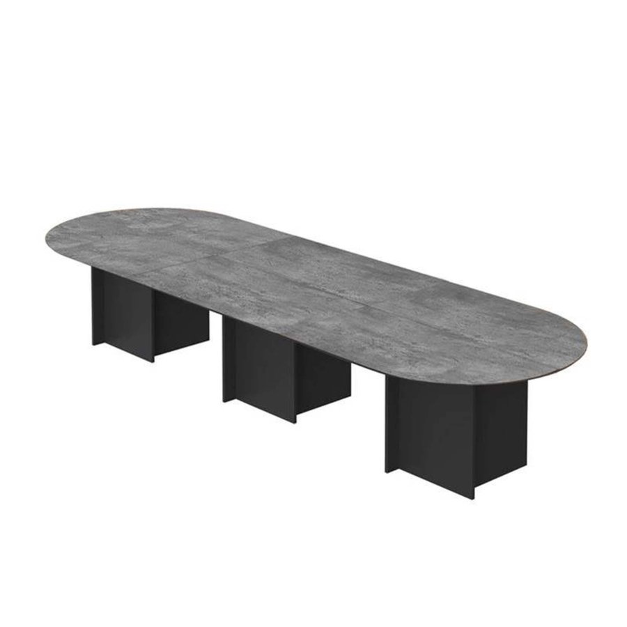 TEMAHOME Matt Esstisch - Beton/Schwarz, 390x130 cm