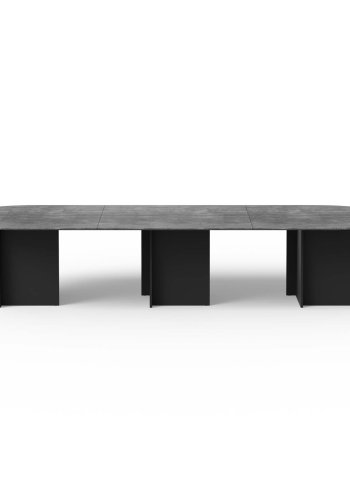 TEMAHOME Matt Esstisch - Beton/Schwarz, 390x130 cm