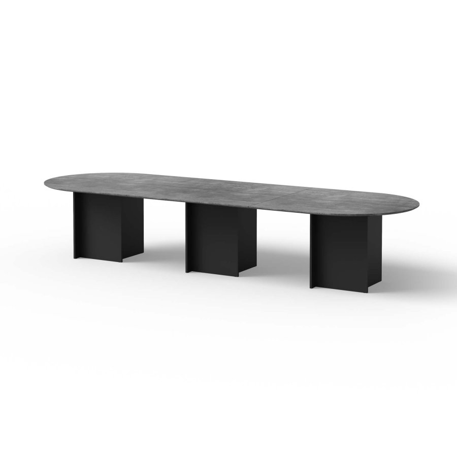 TEMAHOME Matt Esstisch - Beton/Schwarz, 390x130 cm