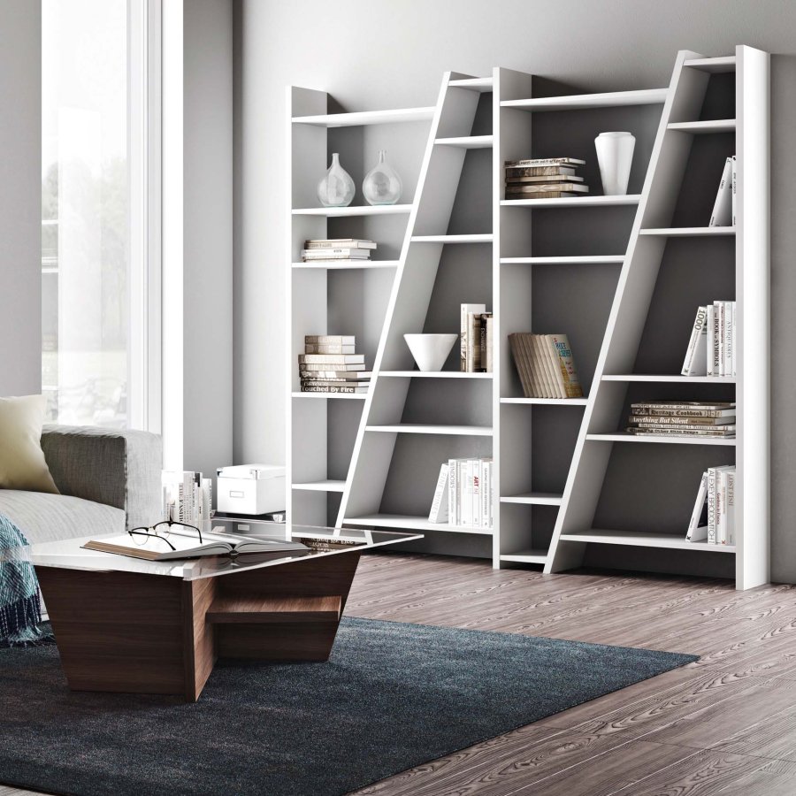 TEMAHOME Delta Bookcase 004 - Vit asymmetrisk bokhylla