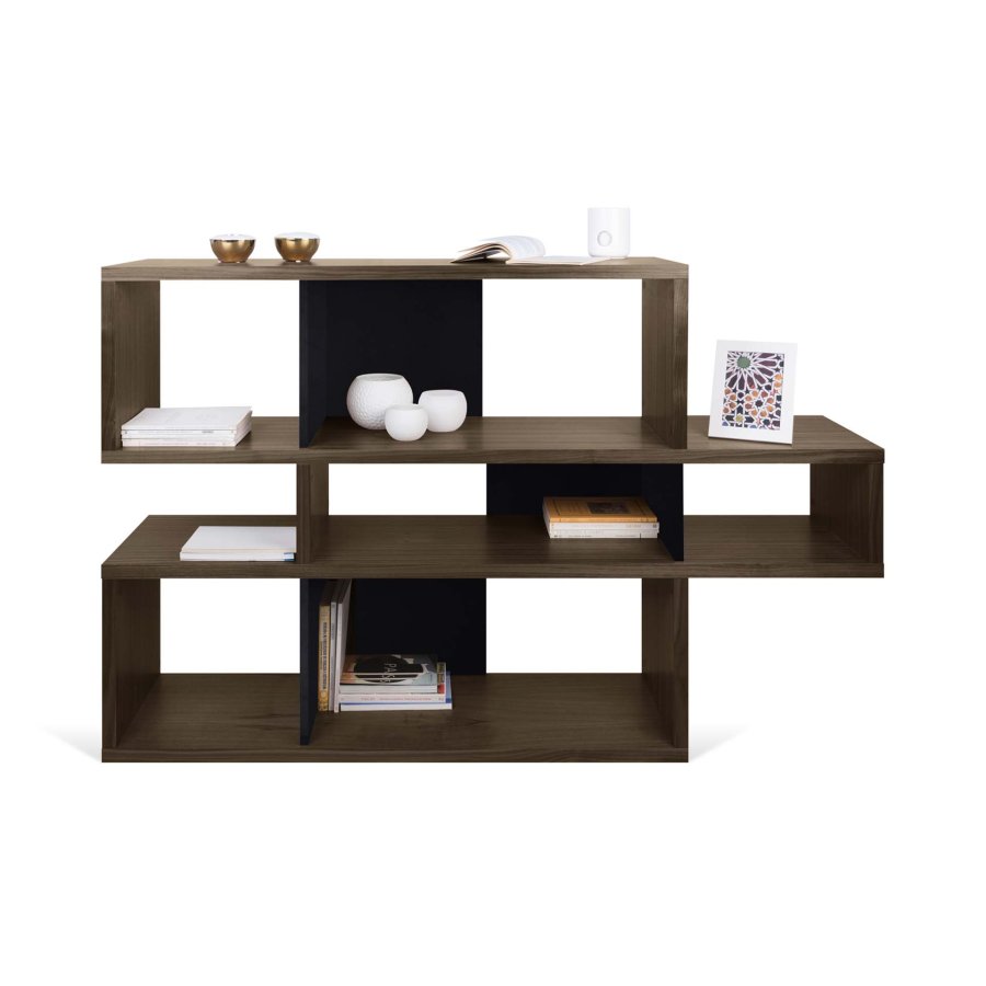 TEMAHOME London Bokhylla 001 - Valn&ouml;t/Svart - 156x100 cm