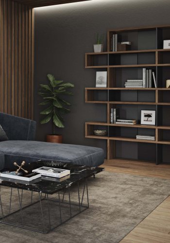 TEMAHOME London Bokhylla 003 - Valn&ouml;t/Svart - 156 x 220 x 34 cm