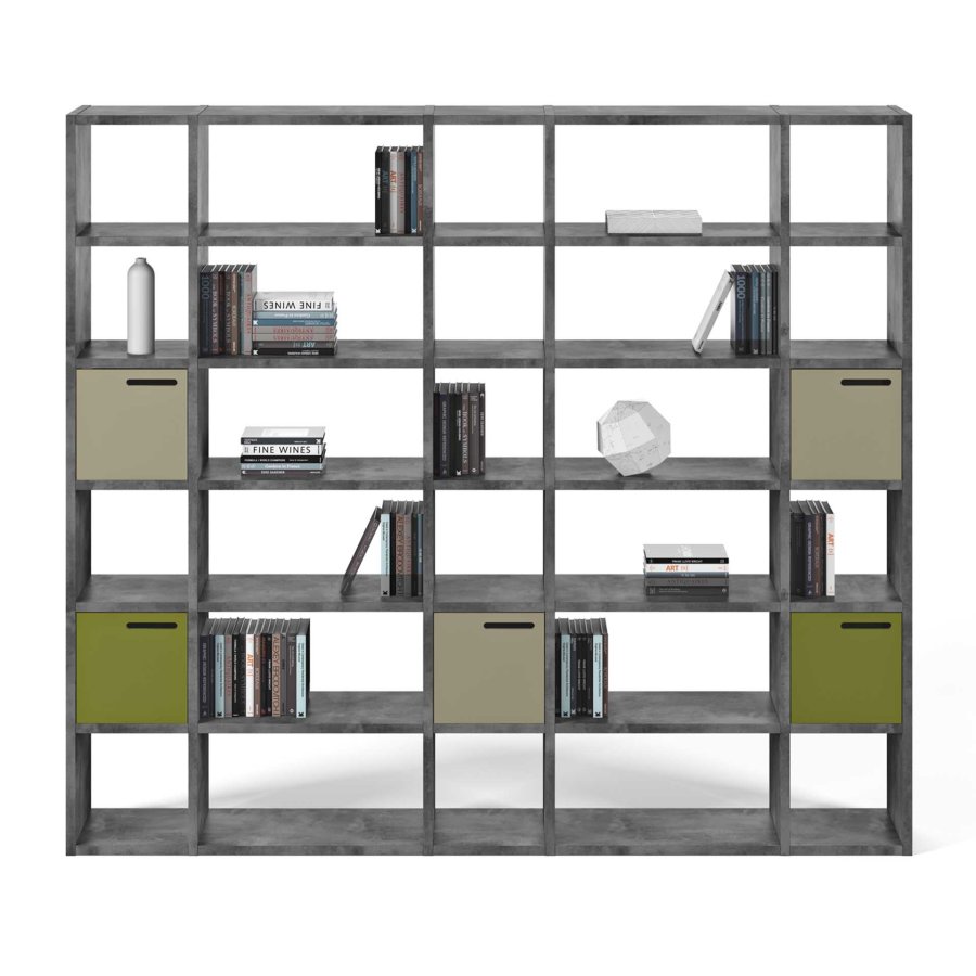 TEMAHOME Pombal 2012-055 Bokhylla - Gr� betonglook, 255x224x34 cm