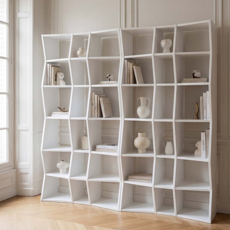 TEMAHOME Wave Bokhylla - Vit, 95x186x35 cm