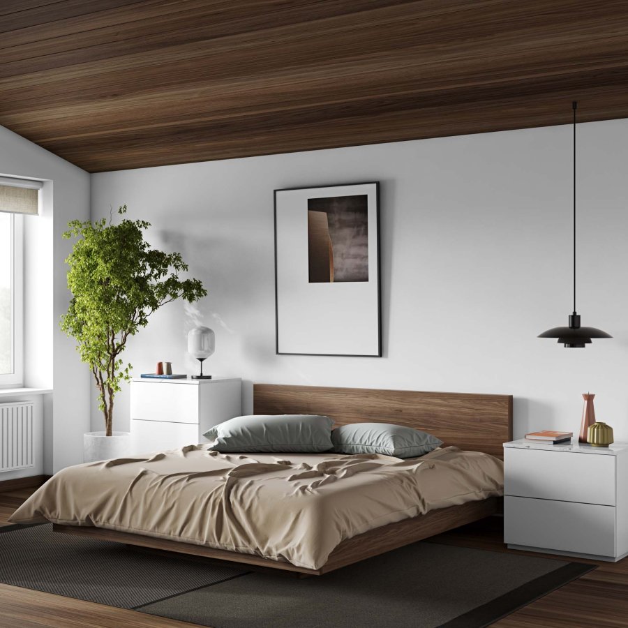 TEMAHOME Float Bettrahmen - Braun Walnussfurnier - 160x200 cm