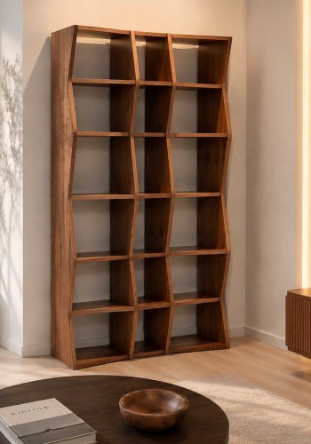 TEMAHOME Wave Bokhylla - Valn&ouml;tsfaner, Brun - 95x35 cm