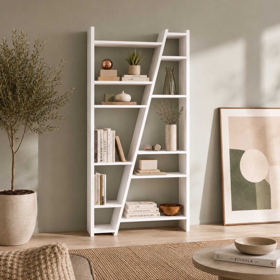 TEMAHOME Delta Bokhylla 002 - Vit - 97x195 cm