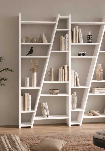 TEMAHOME Delta Bookcase 004 - Vit asymmetrisk bokhylla