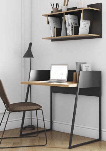 TEMAHOME Volga Schreibtisch - Schwarz/Eiche - 90x60 cm