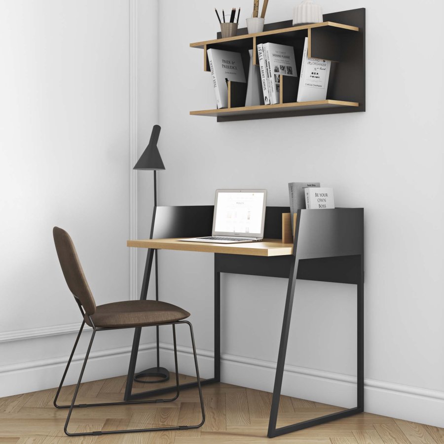 TEMAHOME Volga Schreibtisch - Schwarz/Eiche - 90x60 cm