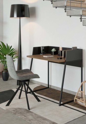 TEMAHOME Volga Schreibtisch - Schwarz/Walnuss - 90x60 cm
